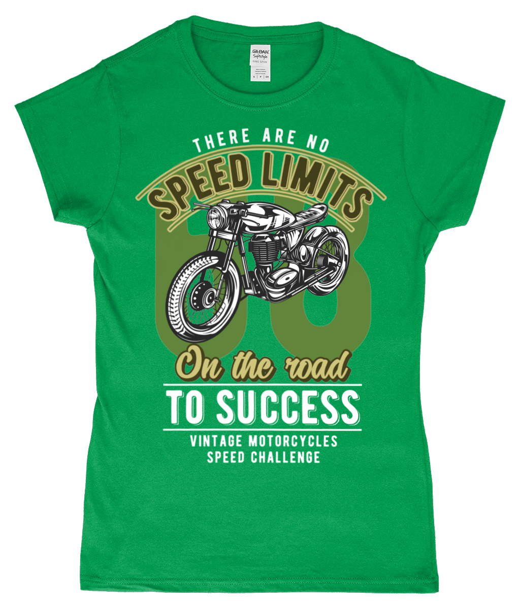 No Speed Limits - Gildan SoftStyle® Ladies Fitted Ringspun T-Shirt - Vitesse T-Shirts UK