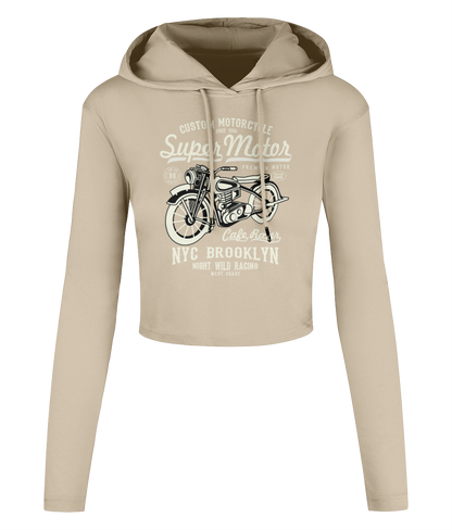 Super Motor - Women's Cropped Hooded T-shirt - Vitesse T-Shirts UK