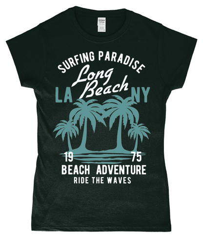 Beach Adventure - Gildan SoftStyle® Ladies Fitted Ringspun T-Shirt - Vitesse T-Shirts UK