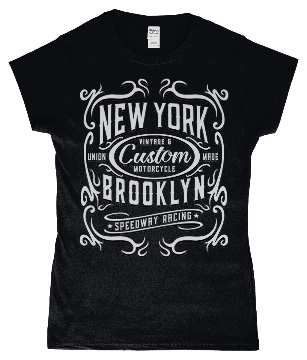 New York Motorcycle – Gildan SoftStyle® Ladies Fitted Ringspun T-Shirt - Vitesse T-Shirts UK