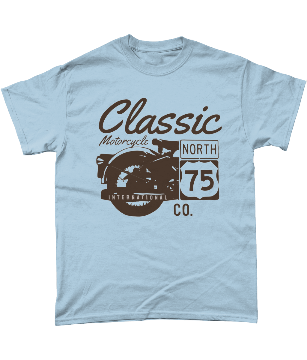 Classic Motorcycle 75 Schwarz - Schweres Baumwoll-T-Shirt