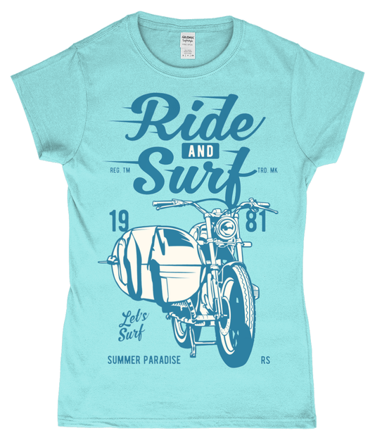 Ride And Surf – Gildan SoftStyle® Ladies Fitted Ringspun T-Shirt - Vitesse T-Shirts UK