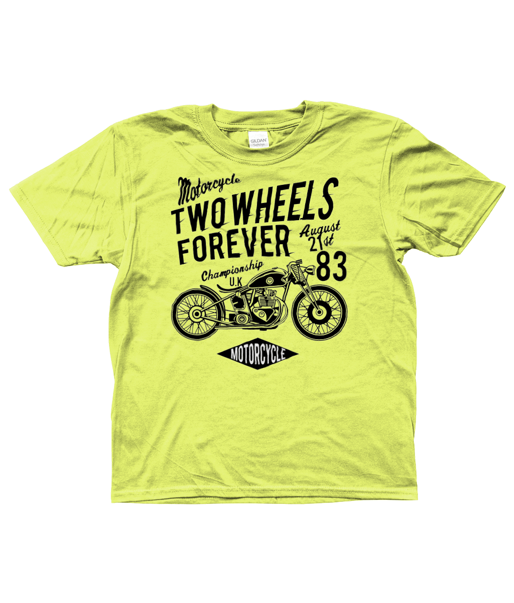 Two Wheels Forever Black – Gildan Kids SoftStyle® Ringspun T-Shirt - Vitesse T-Shirts UK