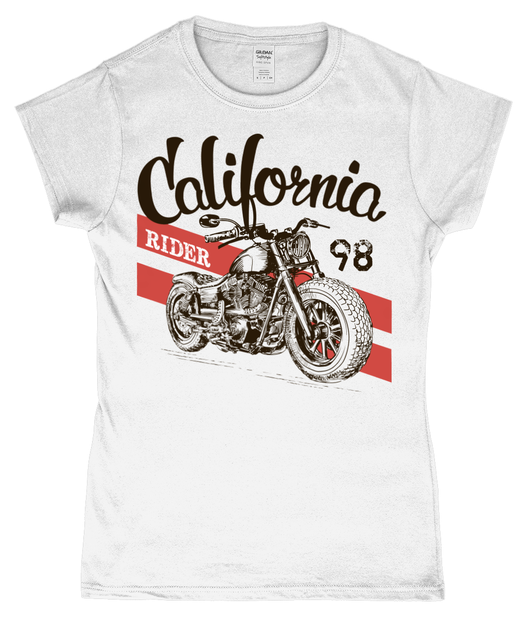 California Rider - Gildan SoftStyle® Ladies Fitted Ringspun T-Shirt - Vitesse T-Shirts UK