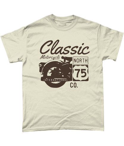 Classic Motorcycle 75 Schwarz - Schweres Baumwoll-T-Shirt