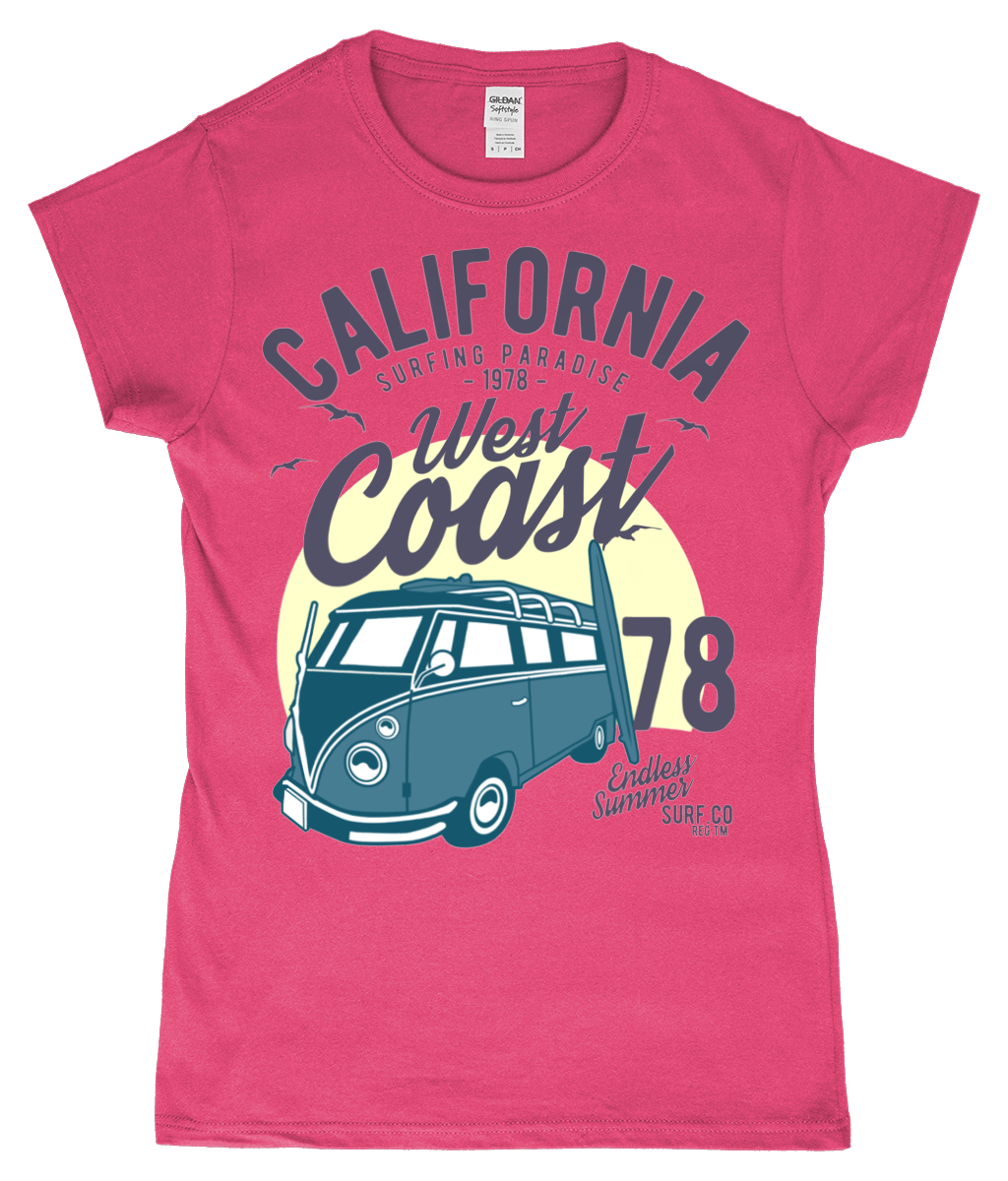 California West Coast v2 - Gildan SoftStyle® Ladies Fitted Ringspun T-Shirt