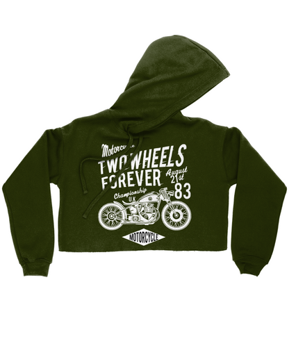 Two Wheels Forever White - Sweat à capuche court pour femme Bella 