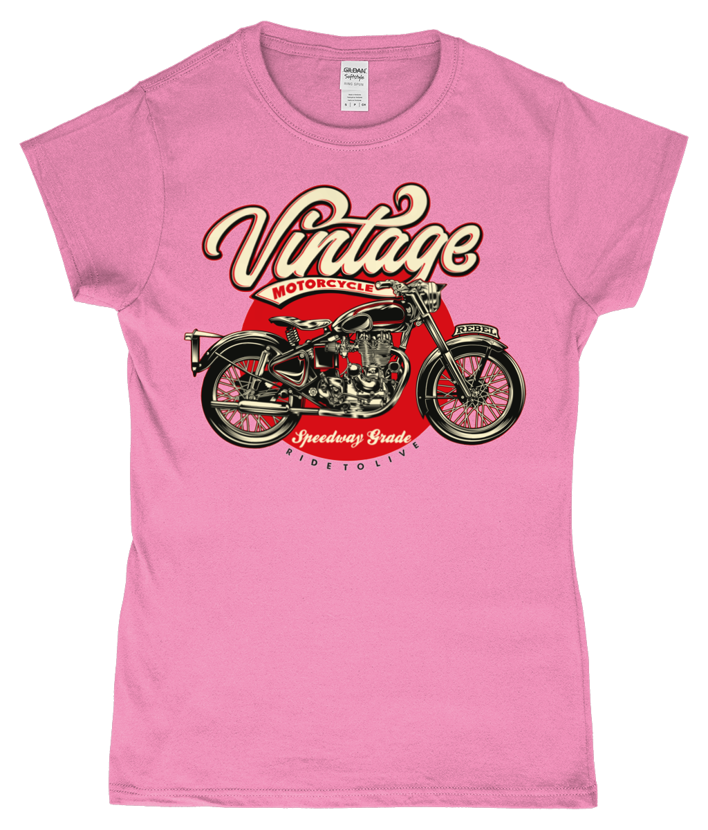 Vintage-Motorrad - SoftStyle® Damen-T-Shirt aus ringgesponnenem Material