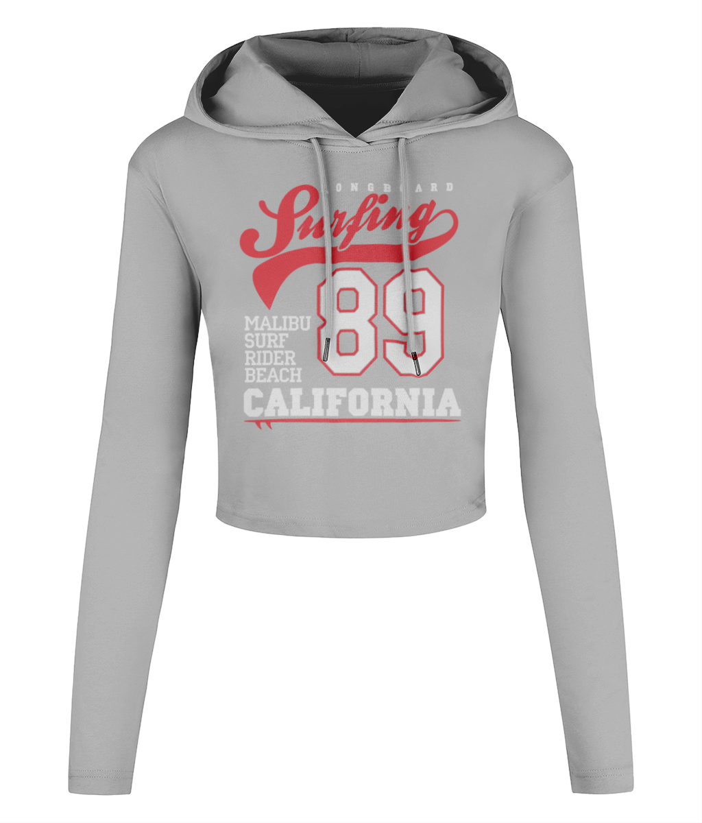 LongBoard - Women's Cropped Hooded T-shirt