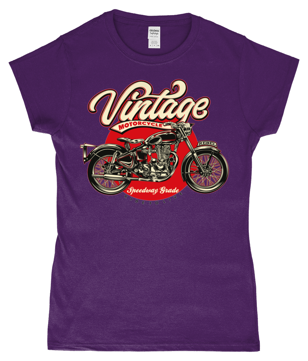 Vintage-Motorrad - SoftStyle® Damen-T-Shirt aus ringgesponnenem Material