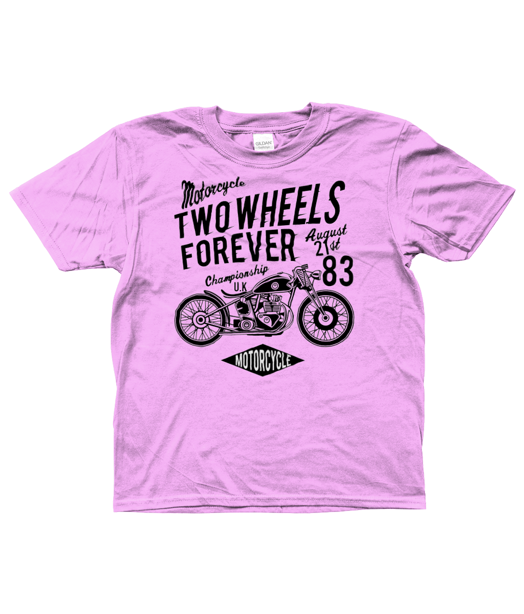 Two Wheels Forever Black – Gildan Kids SoftStyle® Ringspun T-Shirt - Vitesse T-Shirts UK