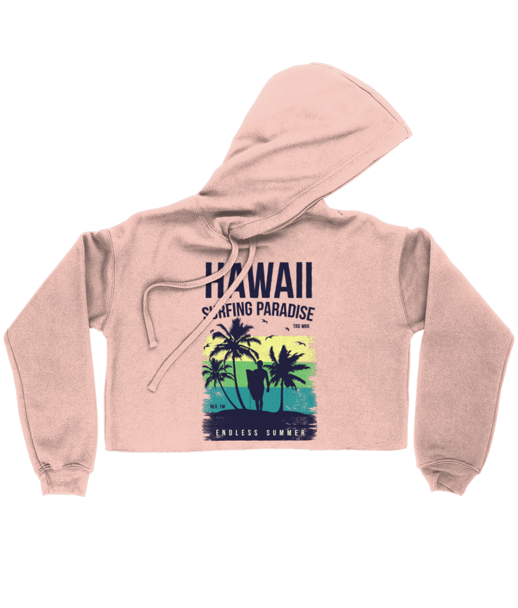 Hawaii Endless Summer - Bella Ladies Cropped Hoodie - Vitesse T-Shirts UK