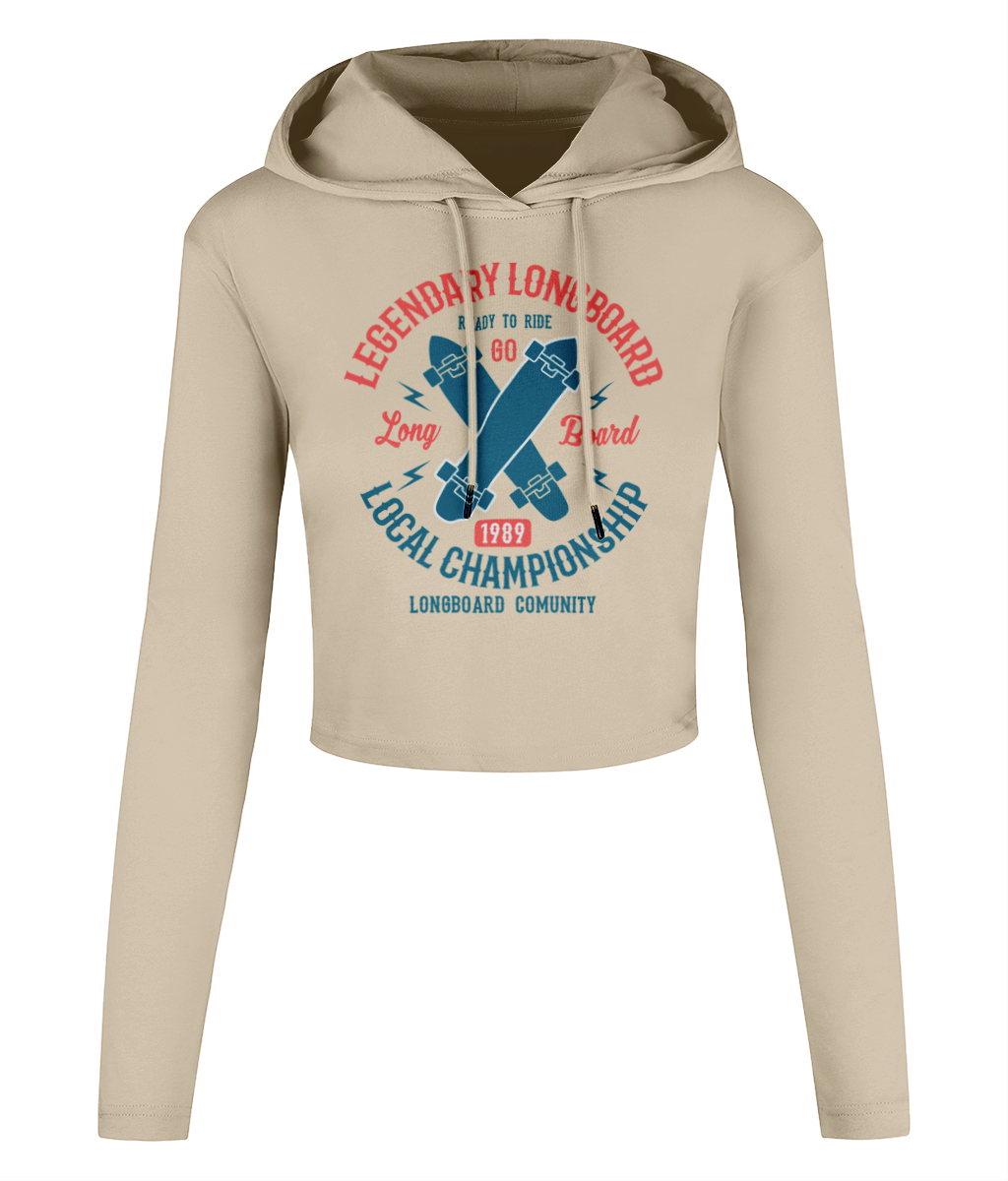 Legendary Longboard - Women's Cropped Hooded T-shirt