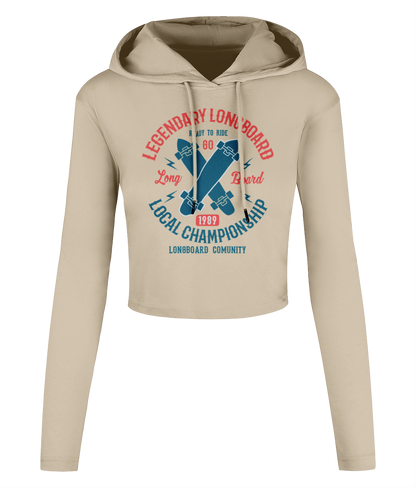 Legendary Longboard - Women's Cropped Hooded T-shirt