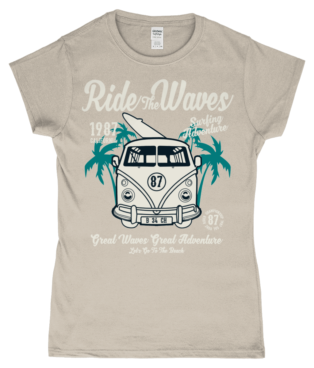 Ride The Waves – Gildan SoftStyle® Ladies Fitted Ringspun T-Shirt - Vitesse T-Shirts UK