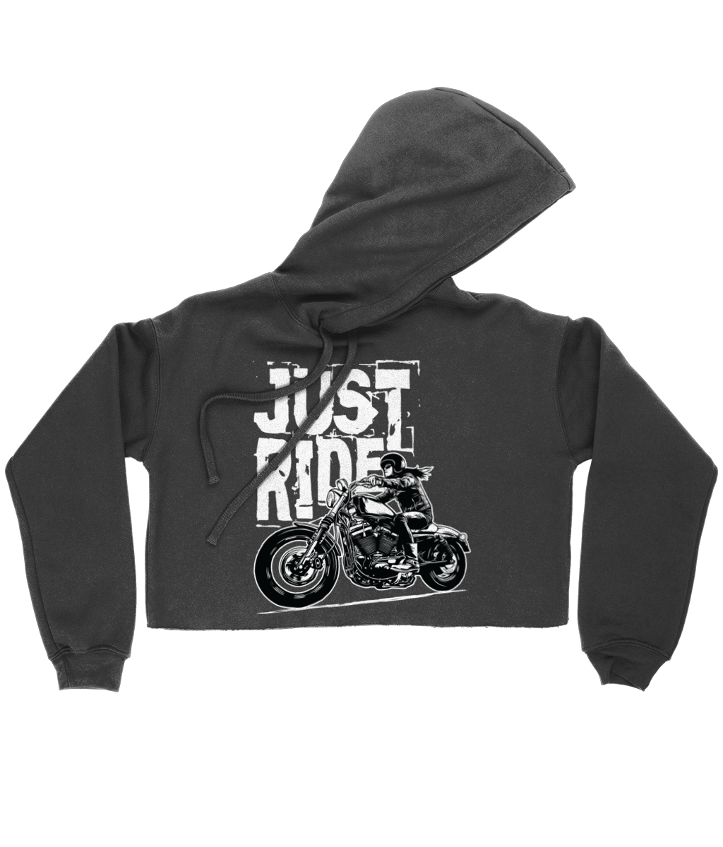 Biker Girl White - Bella Ladies Cropped Hoodie