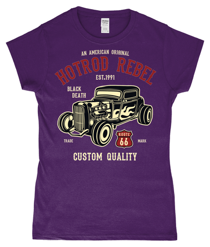 Hotrod Rebel - T-shirt ajusté en fil filé à anneaux pour femme SoftStyle