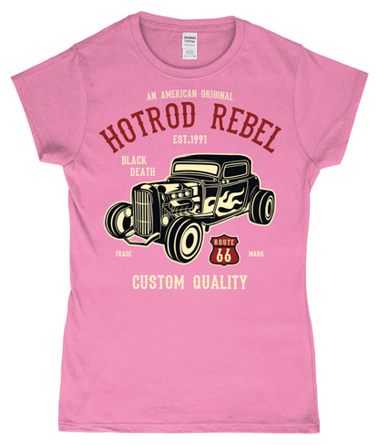 Hotrod Rebel - T-shirt ajusté en fil filé à anneaux pour femme SoftStyle