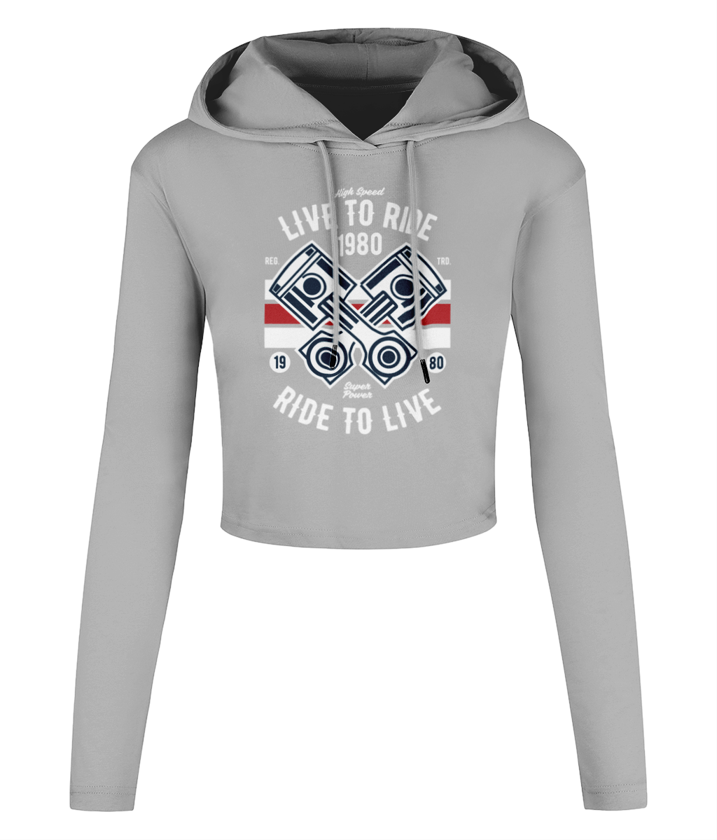 Live To Ride 1980 - Women's Cropped Hooded T-shirt