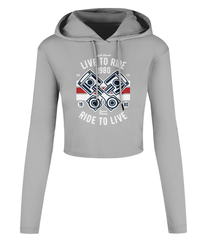 Live To Ride 1980 - Women's Cropped Hooded T-shirt