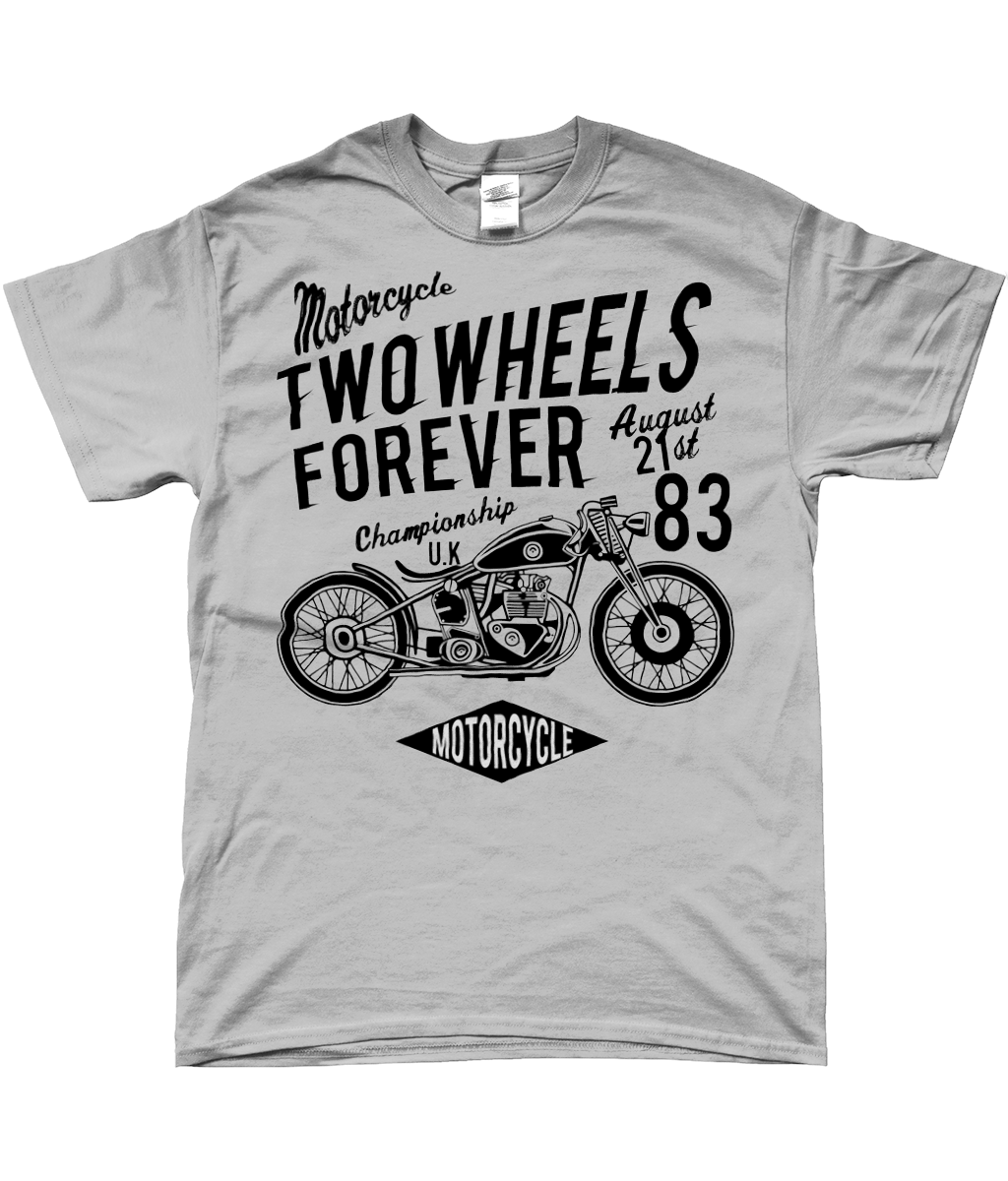 Two Wheels Forever Black - SoftStyle Ringspun T-Shirt