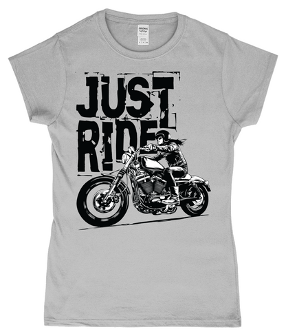 Biker Girl Black - Gildan SoftStyle® Ladies Fitted Ringspun T-Shirt - Vitesse T-Shirts UK