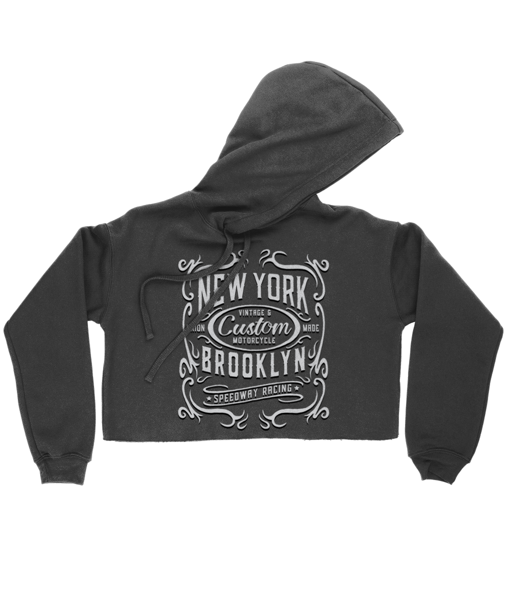 New York Motorcycle - Bella Ladies Cropped Hoodie