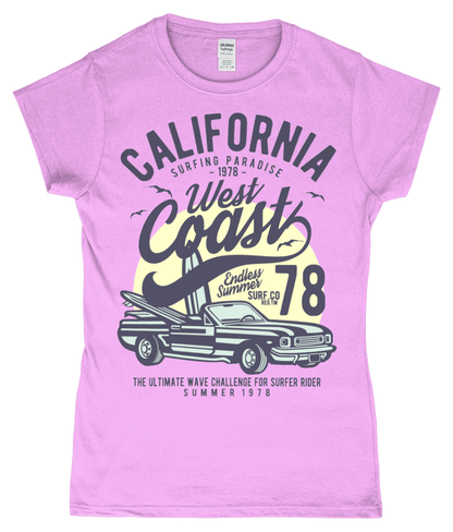 California West Coast – Gildan SoftStyle® Ladies Fitted Ringspun T-Shirt - Vitesse T-Shirts UK