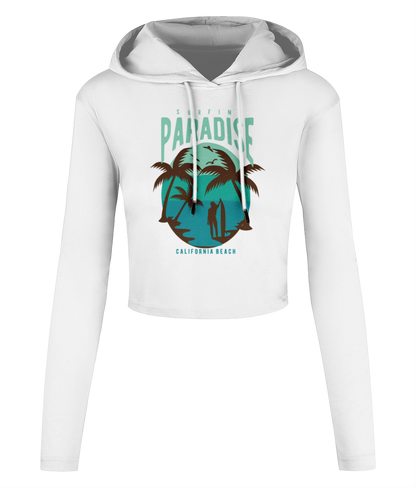 Surfing Paradise California Beach - Women's Cropped Hooded T-shirt