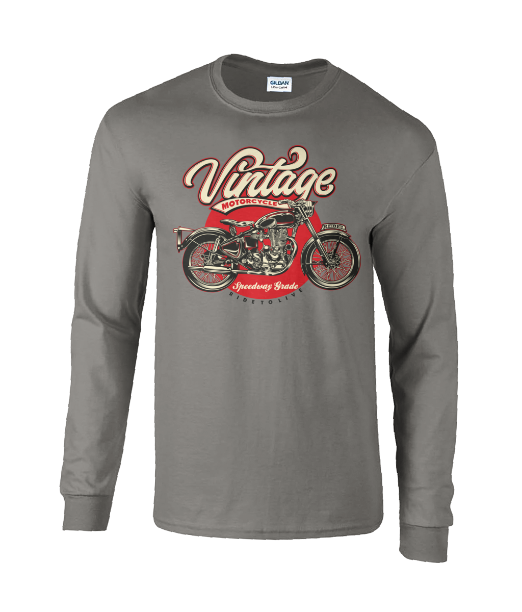 Moto vintage - T-shirt à manches longues en coton ultra