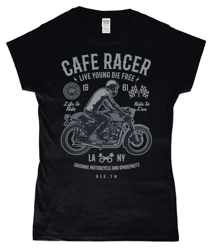 Cafe Racer v3 - Gildan SoftStyle® Ladies Fitted Ringspun T-Shirt - Vitesse T-Shirts UK