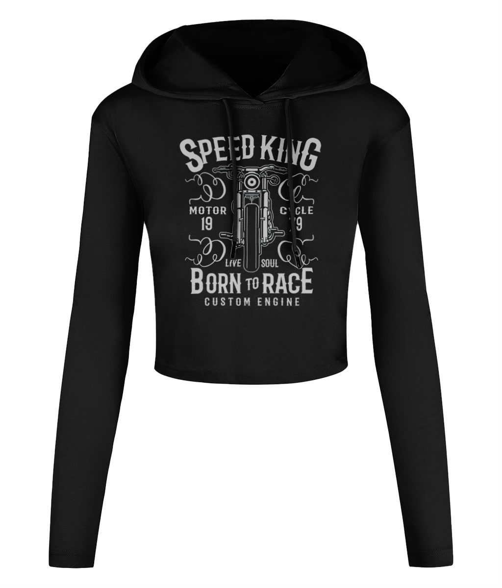 Speed King - Women's Cropped Hooded T-shirt - Vitesse T-Shirts UK