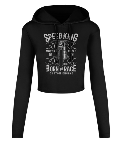 Speed King - Women's Cropped Hooded T-shirt