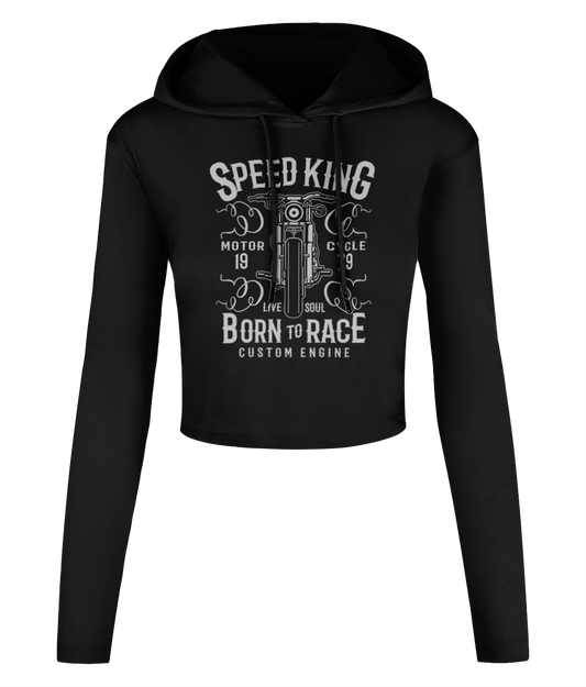 Speed King - Women's Cropped Hooded T-shirt