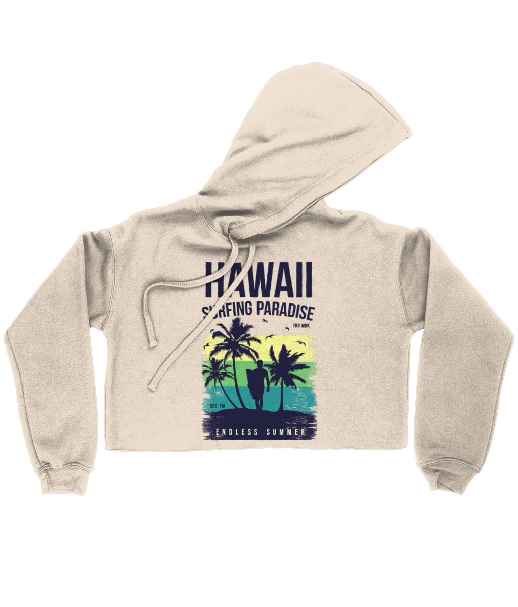 Hawaii Endless Summer - Bella Ladies Cropped Hoodie - Vitesse T-Shirts UK