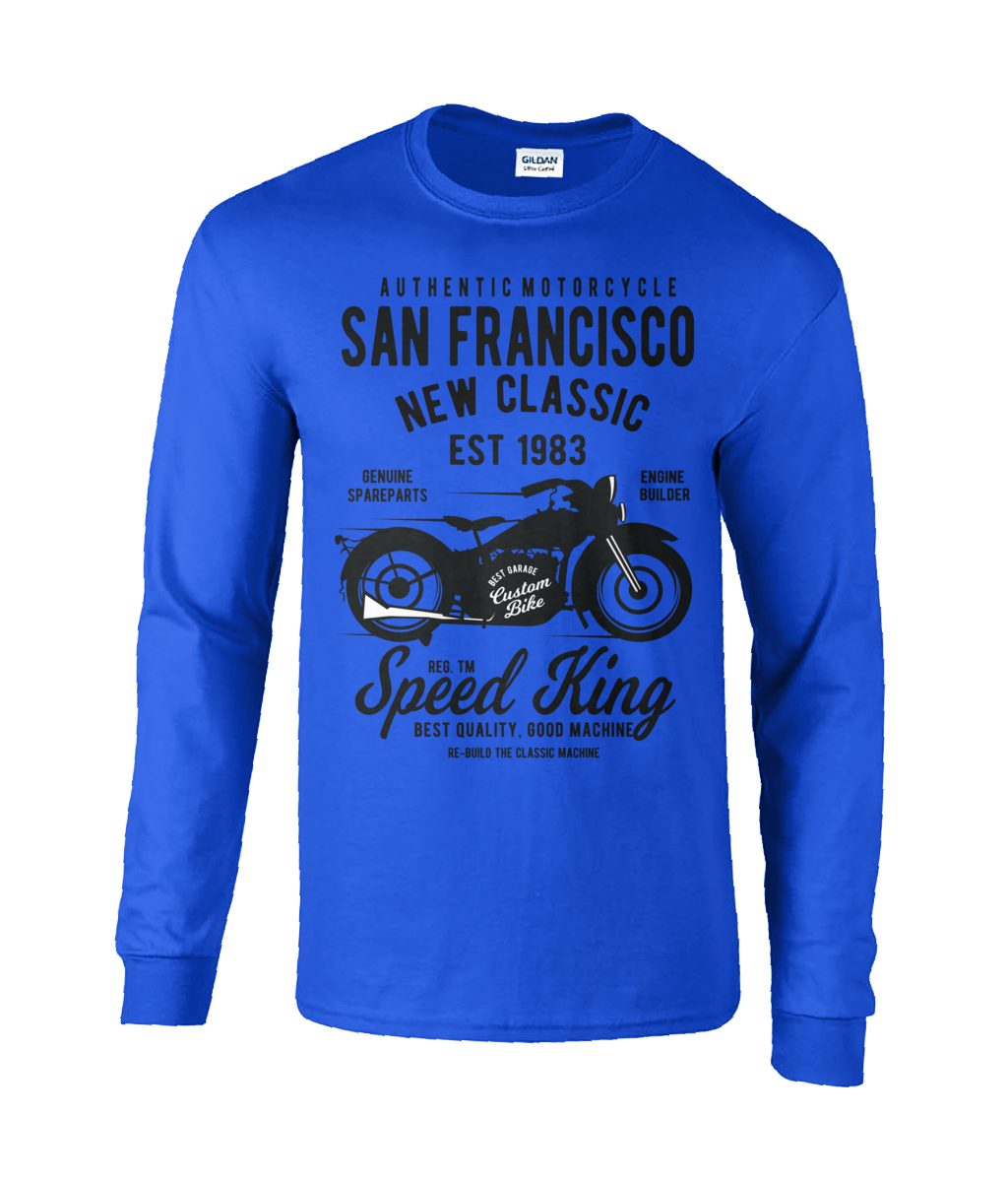 T-shirt à manches longues en coton ultra doux avec moto de San Francisco