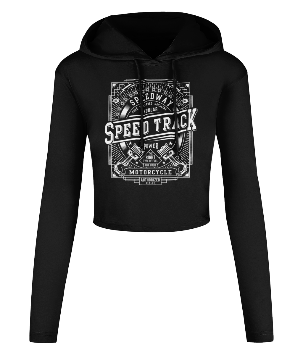 Speed Track - Women's Cropped Hooded T-shirt