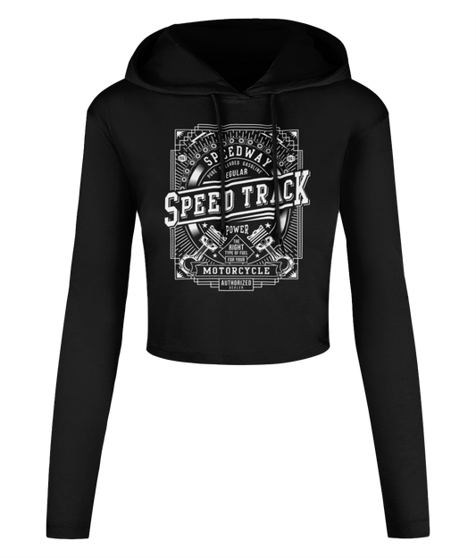 Speed Track - Women's Cropped Hooded T-shirt