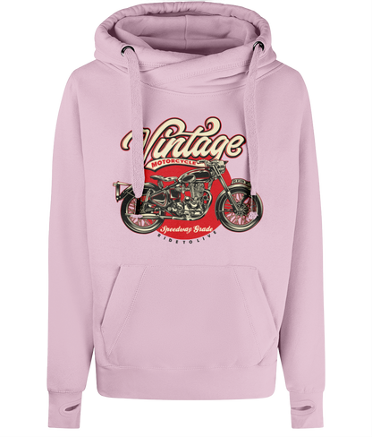 Vintage Motorrad - AWDis Cross Neck Hoodie