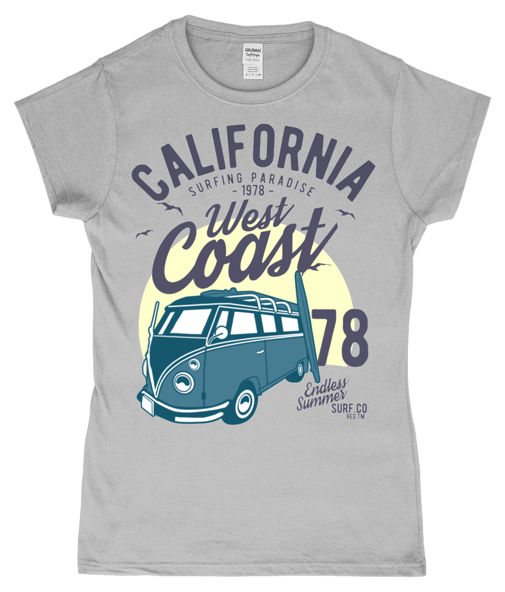 California West Coast v2 - Gildan SoftStyle® Ladies Fitted Ringspun T-Shirt