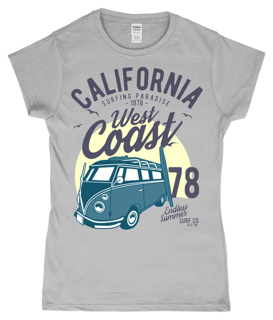 California West Coast v2 - T-shirt ajusté Gildan SoftStyle® pour femme en fil filé à l'anneau