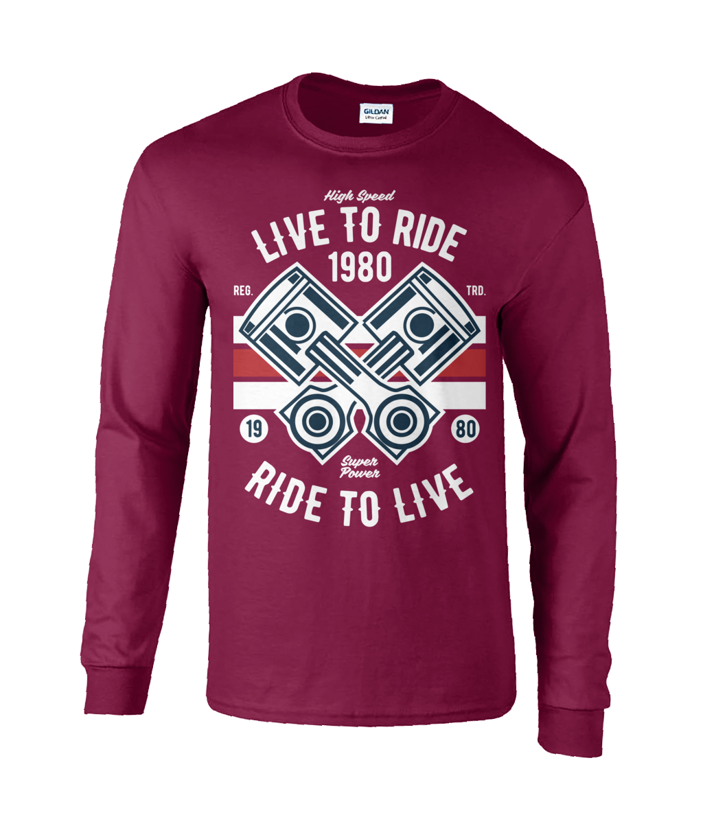 Live To Ride 1980 - T-shirt à manches longues en coton ultra