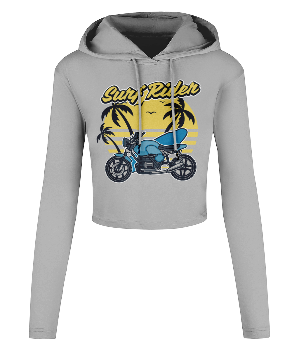 Surf Rider - Women's Cropped Hooded T-shirt - Vitesse T-Shirts UK