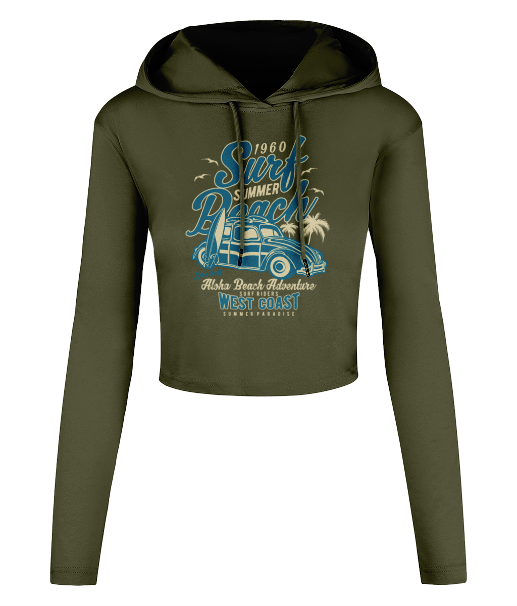 Surf Beach - Women's Cropped Hooded T-shirt