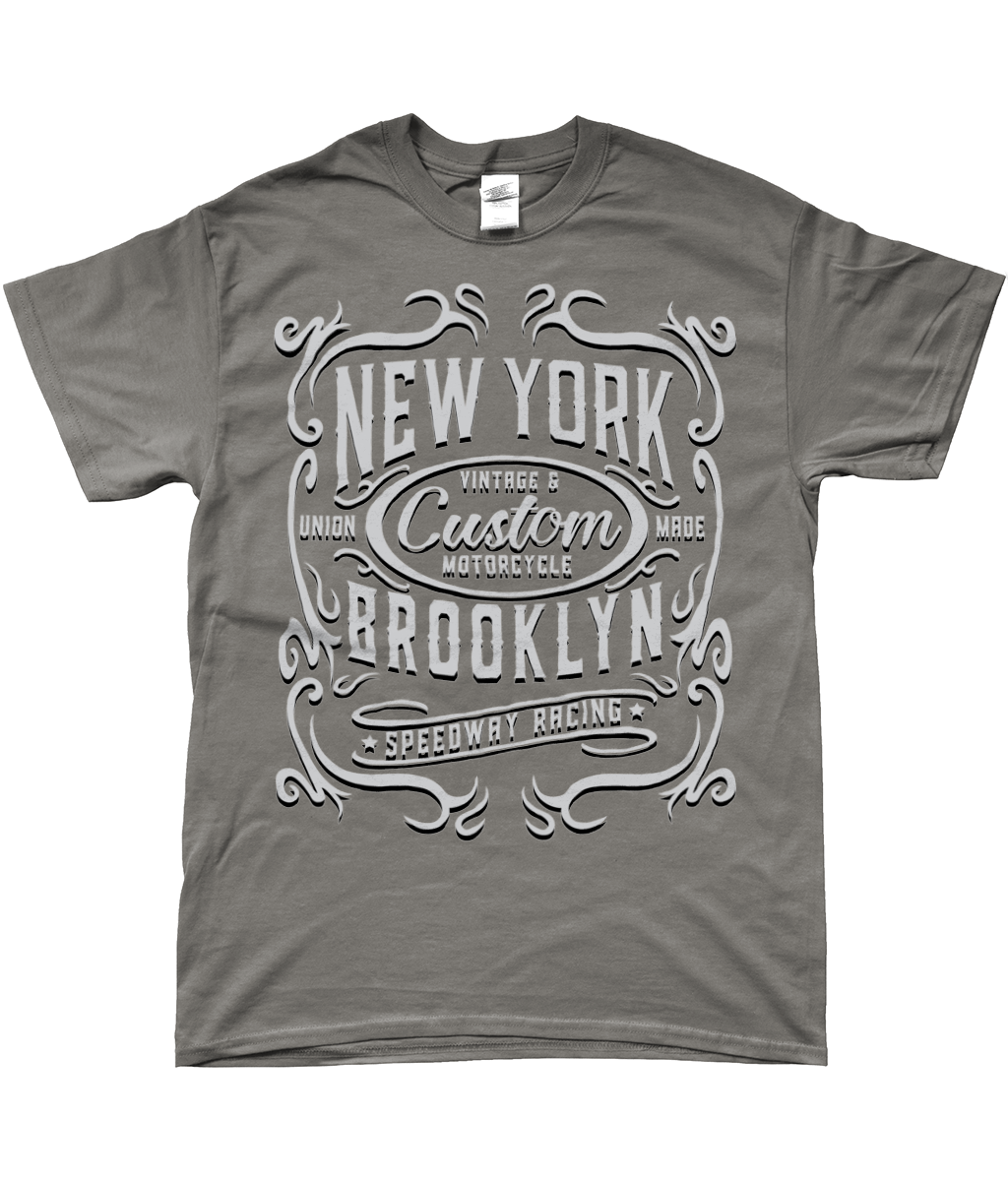 T-shirt à manches longues en fil doux avec motif moto de New York