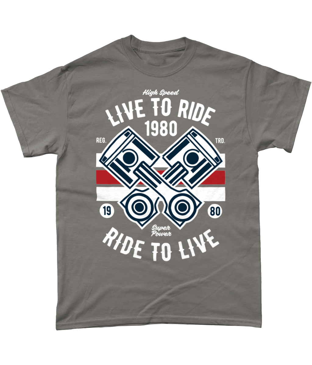 Live To Ride 1980 – Gildan Heavy Cotton T-Shirt - Vitesse T-Shirts UK