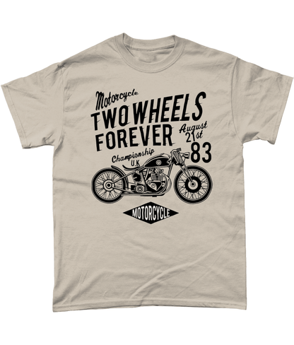 Two Wheels Forever Black – Gildan Heavy Cotton T-Shirt - Vitesse T-Shirts UK