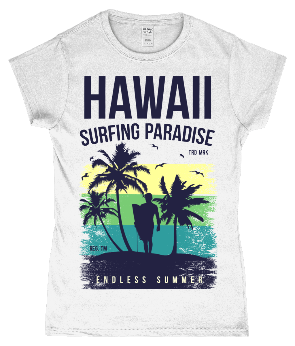 Hawaii Endless Summer – Gildan SoftStyle® Ladies Fitted Ringspun T-Shirt - Vitesse T-Shirts UK