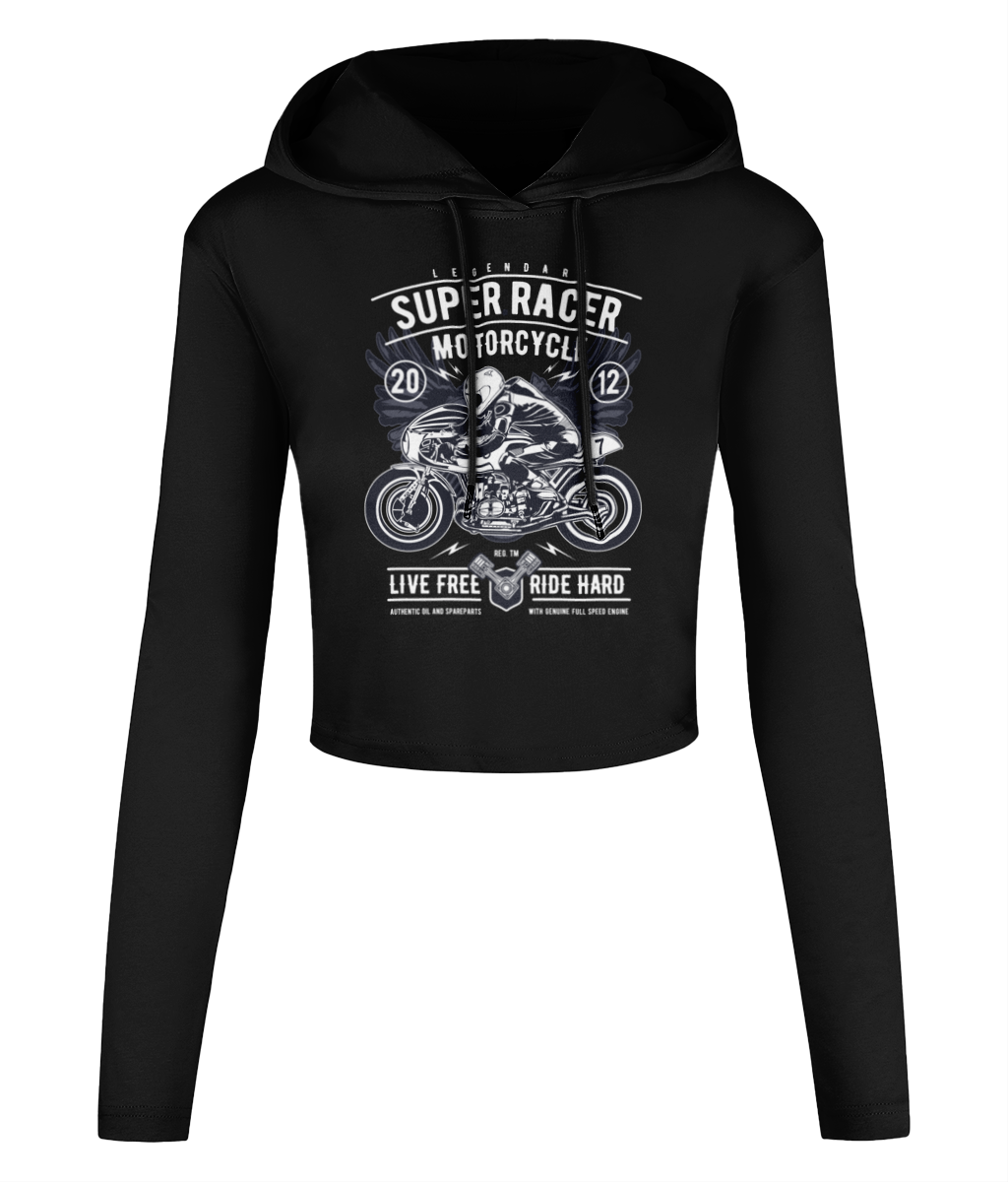 Super Racer - Women's Cropped Hooded T-shirt