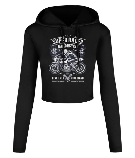 Super Racer - Women's Cropped Hooded T-shirt